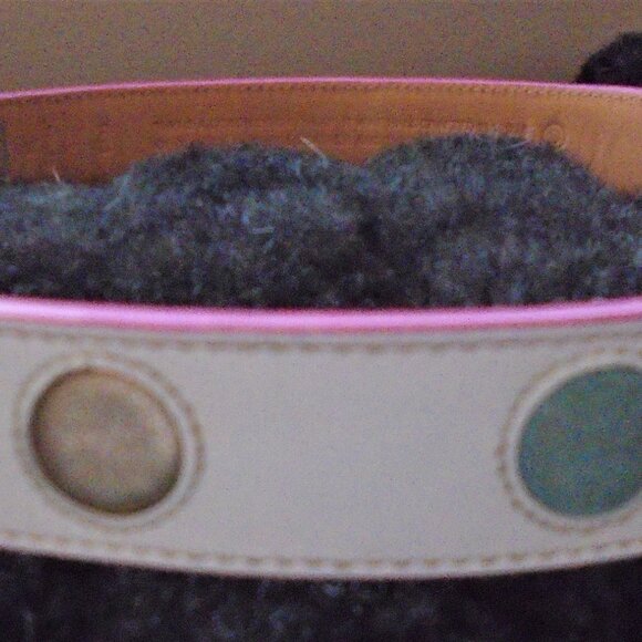 NEW VINTAGE COACH WHITE PINK LEATHER COLORED POLKA DOTS DOG PET COLLAR XL 2333 - Picture 6 of 13